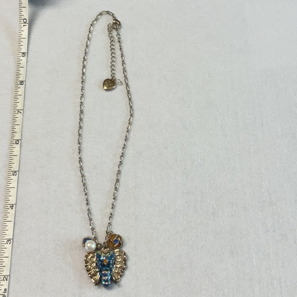 Betsey Johnson Gold and Blue Butterfly Necklace